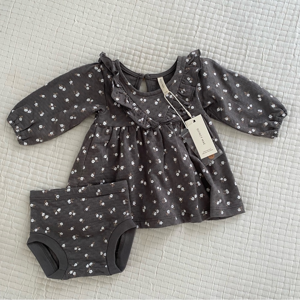 Quincy Mae Long Sleeve Ruffle V Dress